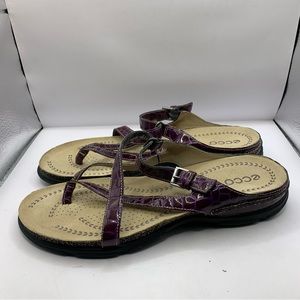 ECCO Purple Croc Embossed Patent Leather Strappy Sandals Women's 42 US 11.5